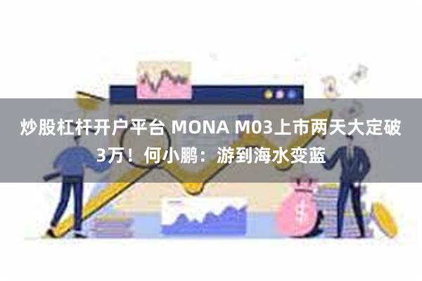 炒股杠杆开户平台 MONA M03上市两天大定破3万！何小鹏：游到海水变蓝